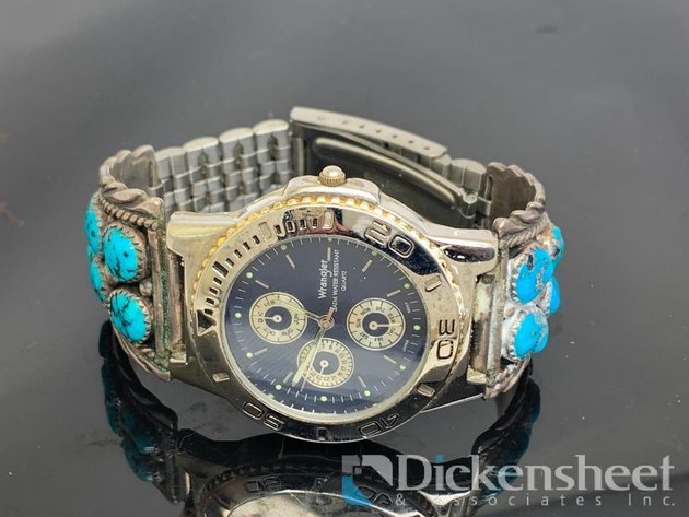 Image for Men's Watch With Sterling Silver Native American Band Decor