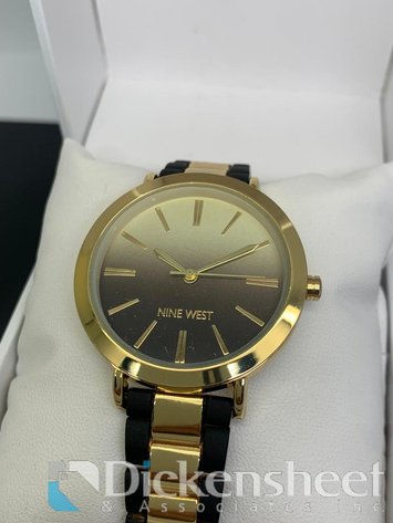 Image for Nine West Black & Gold Tone Women's Watch