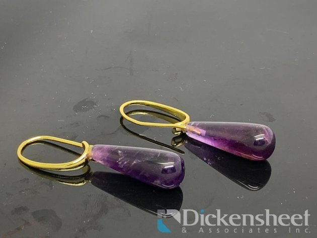 Image for Gold Tone Dangle Earrings With Purple Stones
