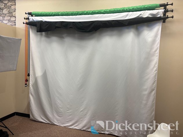 Image for WHITE, BLACK, AND GREEN BACKDROPS ON MOUNTED ROLLERS
