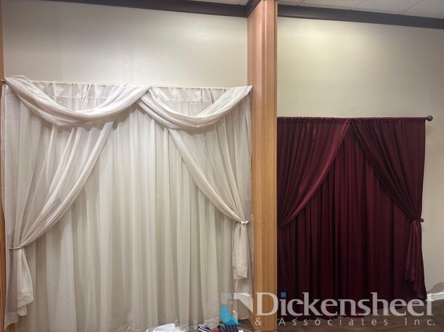 Image for RED AND WHITE FORMAL CURTAIN BACKDROPS WITH MOUNTS