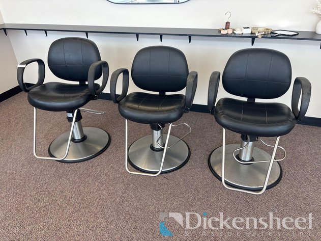 Image for PROFESSIONAL MATCHING STYLING CHAIRS W/BLACK LEATHERETTE SEATS