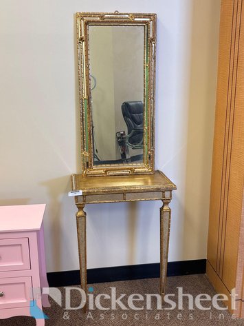 Image for DECORATIVE GOLDEN HALF TABLE WITH MIRROR