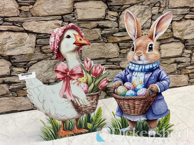 Image for EASTER DUCK AND BUNNY WITH METAL LEANING STAND