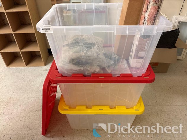 Image for THREE PLASTIC STORAGE BINS WITH LIDS