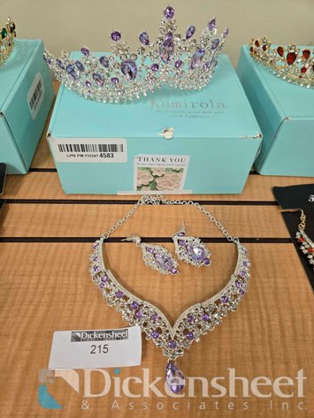 Image for TIARA NECKLACE AND EARRING SET, LAVENDER STONES