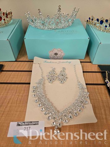 Image for TIARA NECKLACE AND EARRING SET, CLEAR STONES