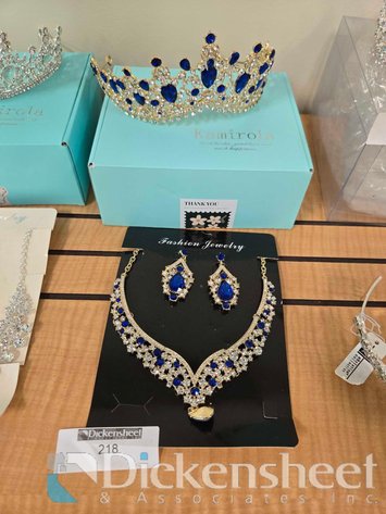 Image for TIARA NECKLACE AND EARRING SET, BLUE STONES
