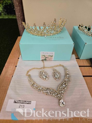 Image for TIARA NECKLACE AND EARRING SET, CLEAR STONES