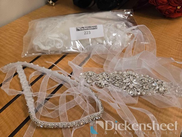 Image for WEDDING VEIL, CLEAR STONE WAIST CINCHES LOT