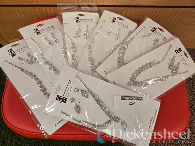 Image for CLEAR STONE NECKLACE AND EARRING SETS, QTY (7)