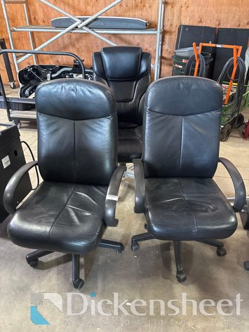 Image for LOT OF (3) FIVE-STAR BASE BLACK LEATHERETTE ROLLING CHAIRS