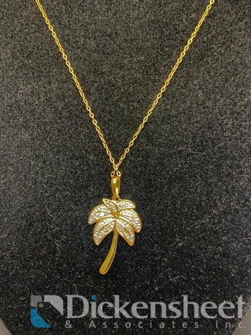 Image for Gold Tone Sterling Silver Palm Tree Necklace
