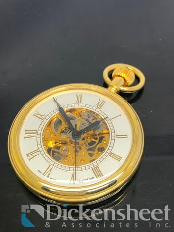 Image for Gold Tone Pocket Watch Skeleton Dial