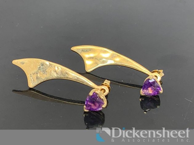 Image for 14KT Yellow Gold Earrings With Purple Gemstones