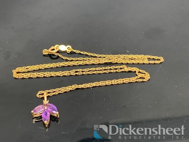 Image for 14KT Yellow Gold Necklace With Purple Stones