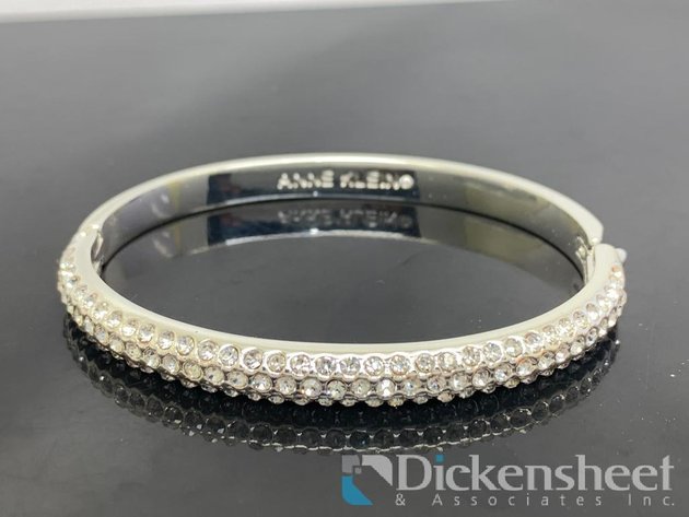 Image for Anne Klein Silver Tone Bangle Bracelet With Clear Stones