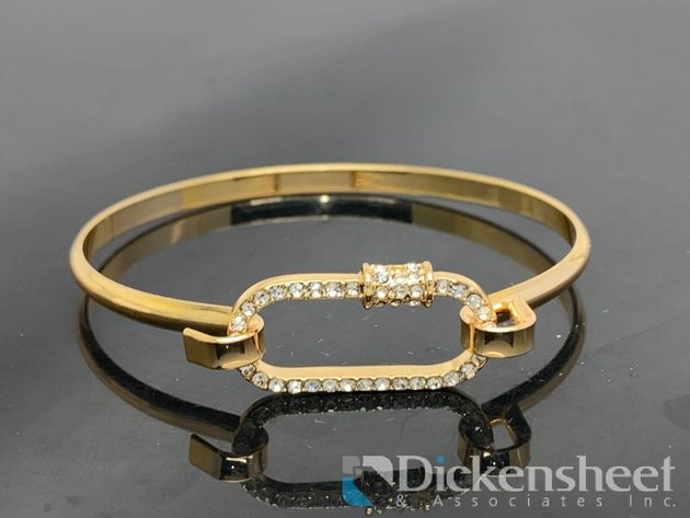 Image for Gold Tone Bangle Bracelet With Clear Stones