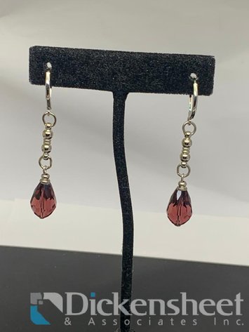 Image for Silver Tone Dangle Earrings With Gemstones