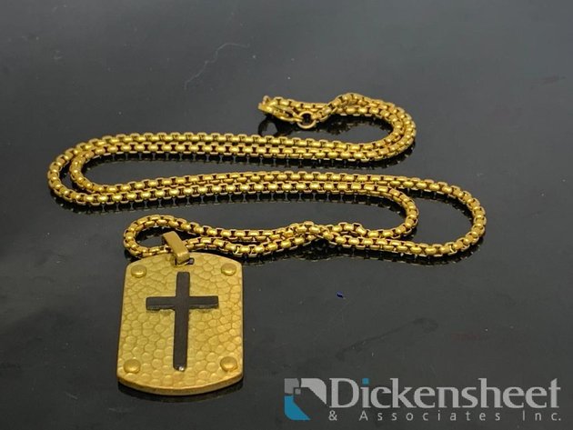 Image for Gold Tone Necklace Cross Tag Pendant