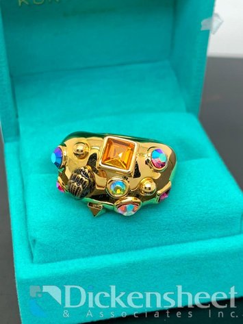 Image for Kurt Geiger Gold Tone Ring With Colorful Stones