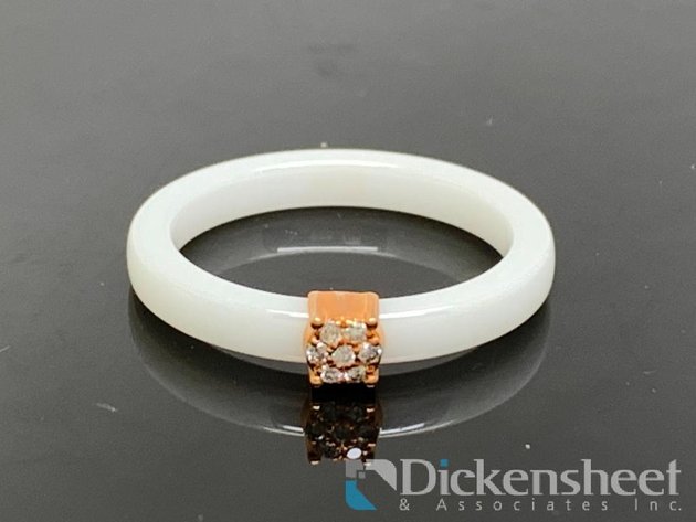 Image for White Ceramic Ring With Diamonds