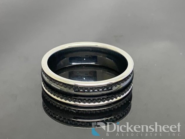 Image for Black & Silver Tone Men's Wedding Band