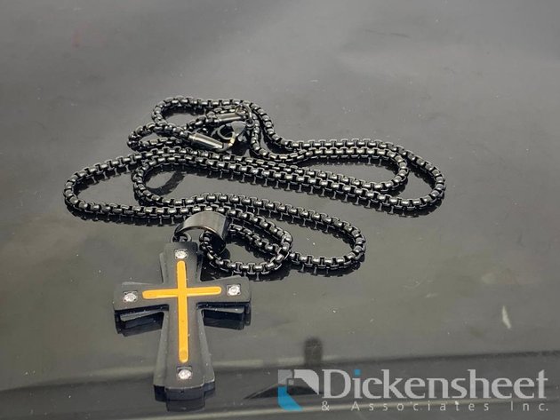 Image for Black & Gold Tone Cross Necklace