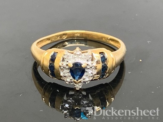 Image for 10KT Yellow Gold Blue Sapphire & Diamond Ring