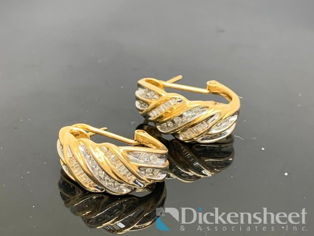 Image for 14KT Yellow Gold Diamond Hoop Earrings