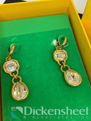 Image for Swarovski Gold Tone Dangle Earrings