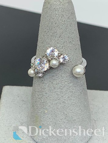 Image for Swarovski Ring With Crystals & Pearls