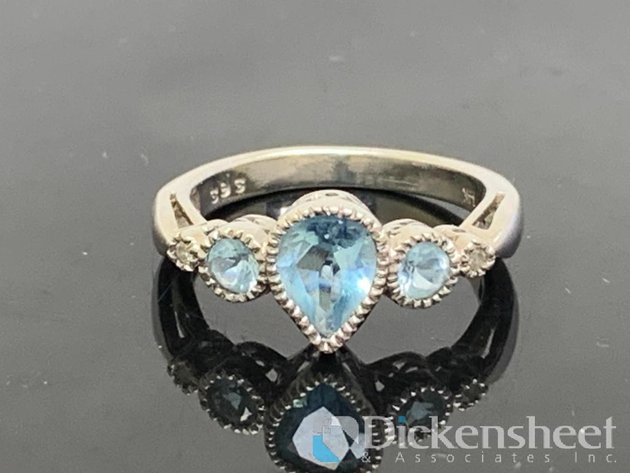 Image for 14KT White Gold Blue Topaz & Diamond Cocktail Ring