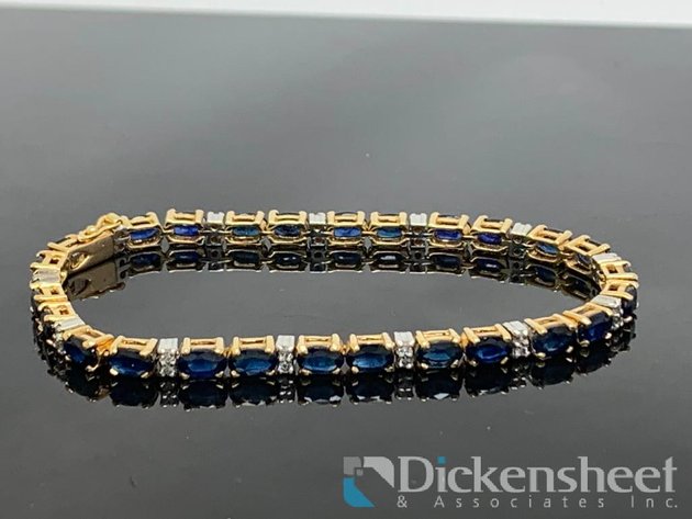 Image for 14KT Yellow Gold Blue Sapphire & Diamond Bracelet
