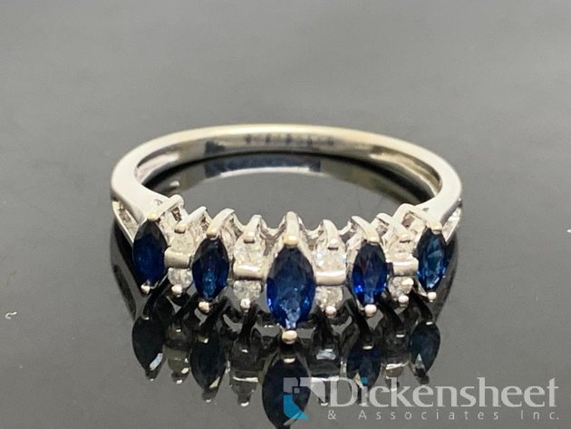 Image for 10KT White Gold Blue Sapphire & Diamond Ring