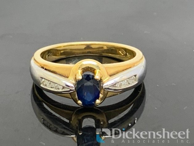 Image for 14KT Gold Blue Sapphire & Diamond Cocktail Ring