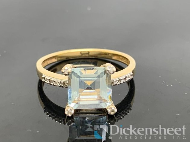 Image for 14KT Yellow Gold Ring With Blue Gemstone & Diamonds