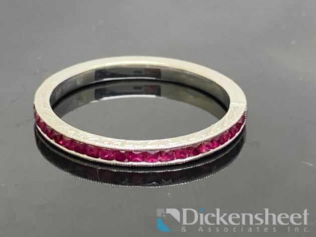 Image for 18KT White Gold Vintage Ruby Wedding Band