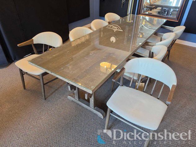 Image for APPROXIMATE 8 FT GLASS-TOP CONFERENCE TABLE, (8) MATCHING