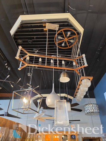 Image for (6) WOOD-ACCENT AND OTHER HANGING CEILING LIGHTS