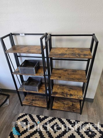 Image for METAL FRAME WITH WOOD DISPLAY SHELVING / RACKS - QTY (2)