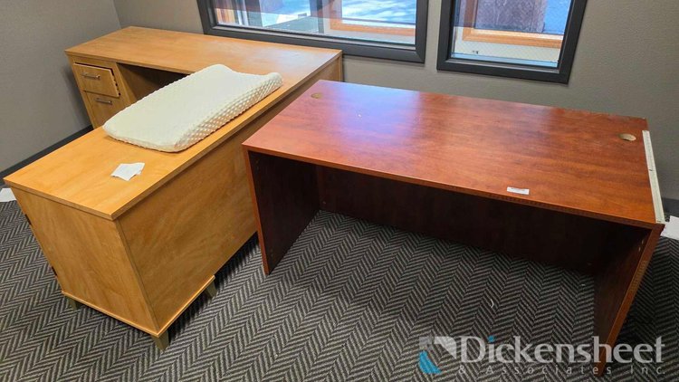Image for TWO LAMINATE DESKS-(1) double pedestal and (1) L shape
