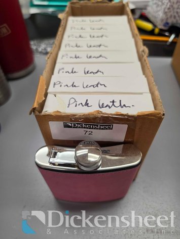 Image for LOT OF PINK LEATHERETTE FLASKS
