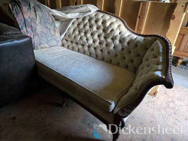 Image for ANTIQUE BEIGE  VELVET PARLOR COUCH