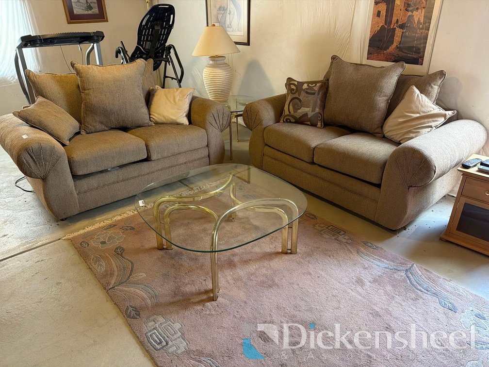 (2) TWO CUSHION LOVESEATS WITH PILLOWS