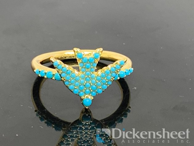 Image for Gold Tone Bird Shape Turquoise Ring