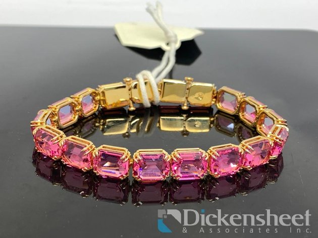 Image for Swarovski Gold Tone Bracelet With Pink Stones