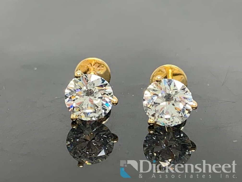 3.00CTW Lab Grown Diamond Stud Earrings In 14K Yellow Gold