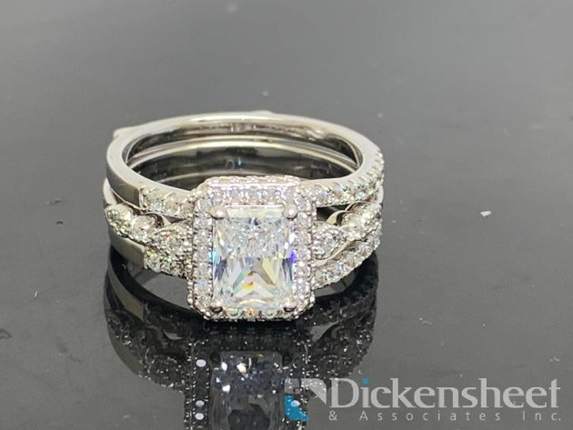 Image for Sterling Silver Wedding Set With Clear Stones