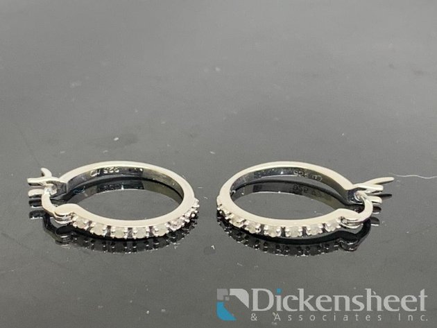 Image for Sterling Silver Diamond Small Hoop Earrings